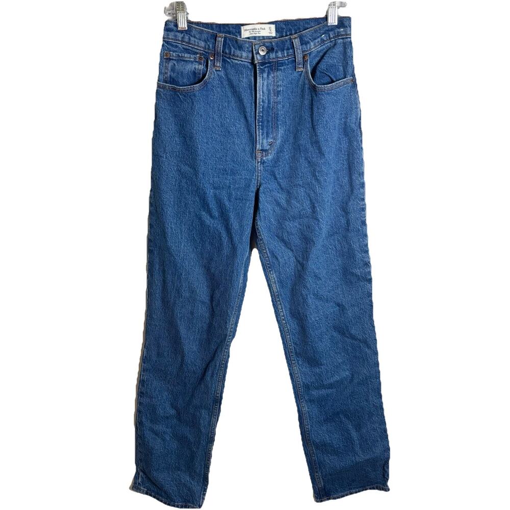 NWT Abercrombie & Fitch 90s Straight Ultra High Rise Blue Medium Wash Size 27/4